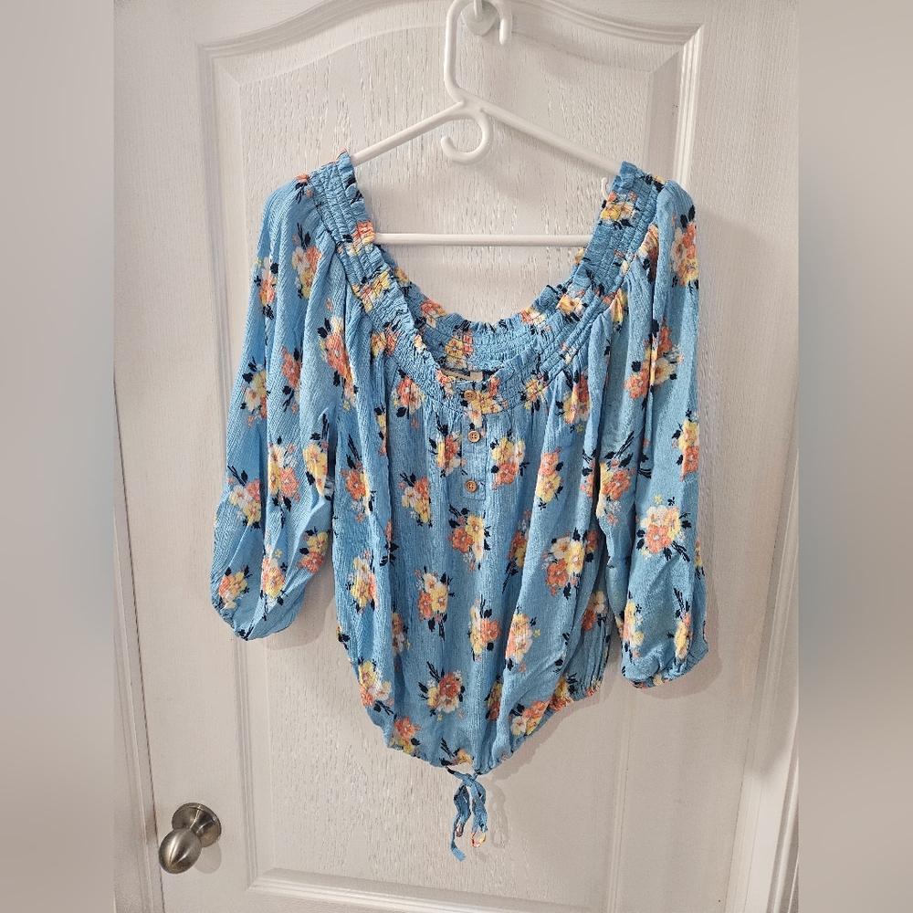 Vanilla Star Blue Floral Blouse